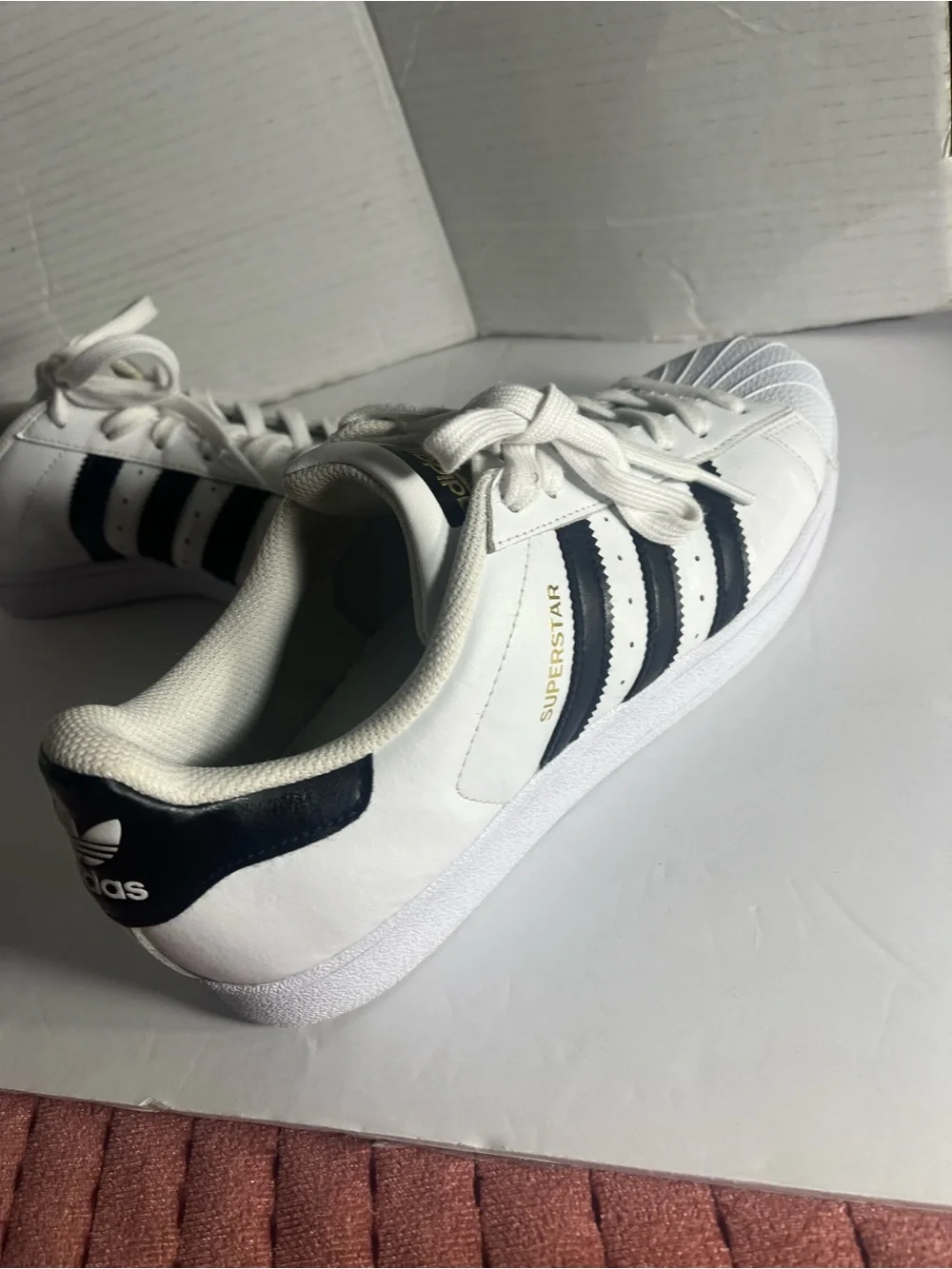 adidas White Sneakers with Black Stripes